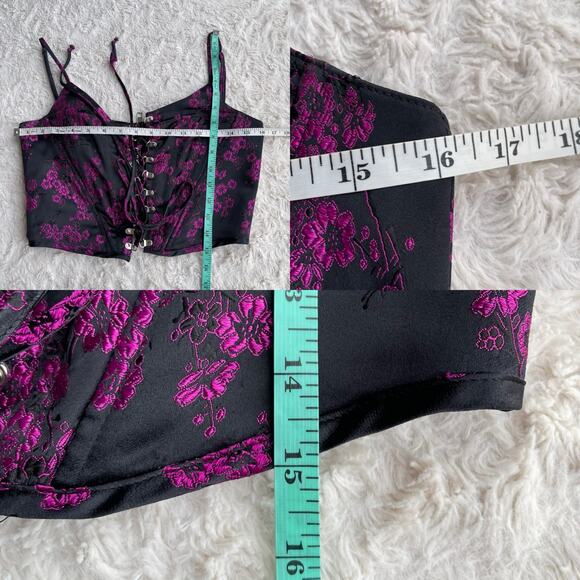 Dolls Kill Poster Girl undercover influencer‎ floral corset crop top lace-up M - Picture 4 of 16